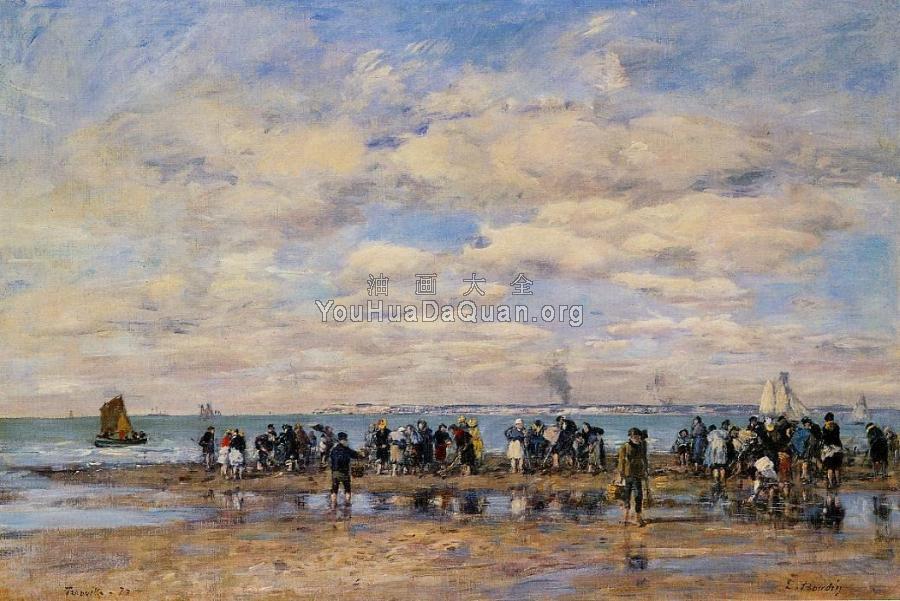 Trouville, the Beach at Low Tide - 尤金·布丹